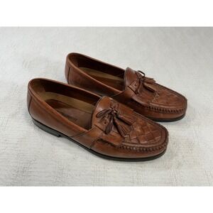 Johnston & Murphy Mens Brown Woven Leather Tassel Kiltie Loafers 10.5M 20-2394